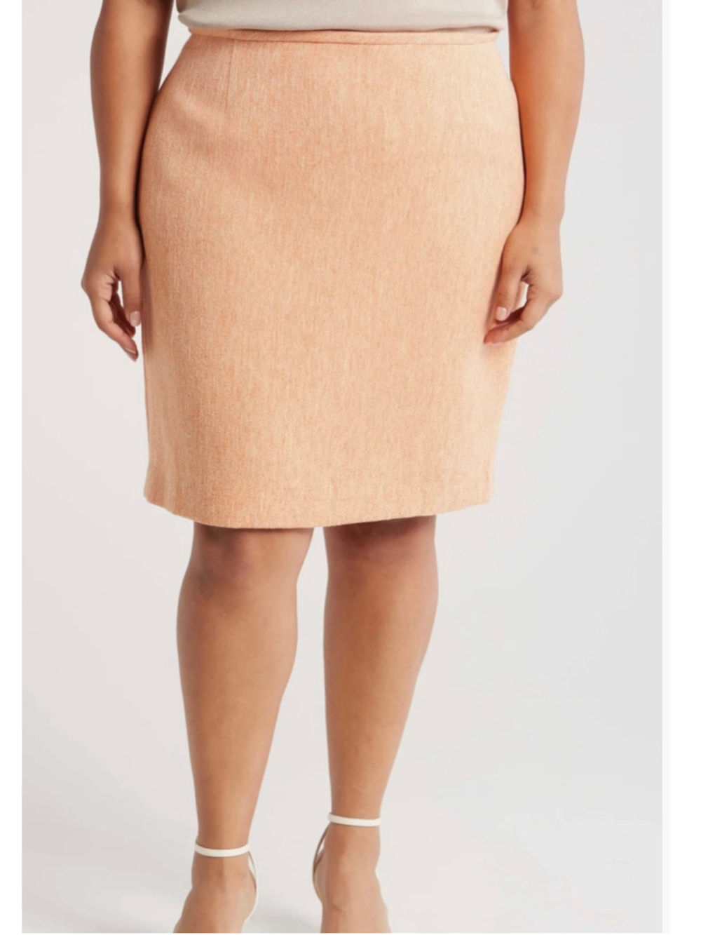Tahari ASL 18W NWT Summertime Tweed Pencil Skirt Salmon Orange